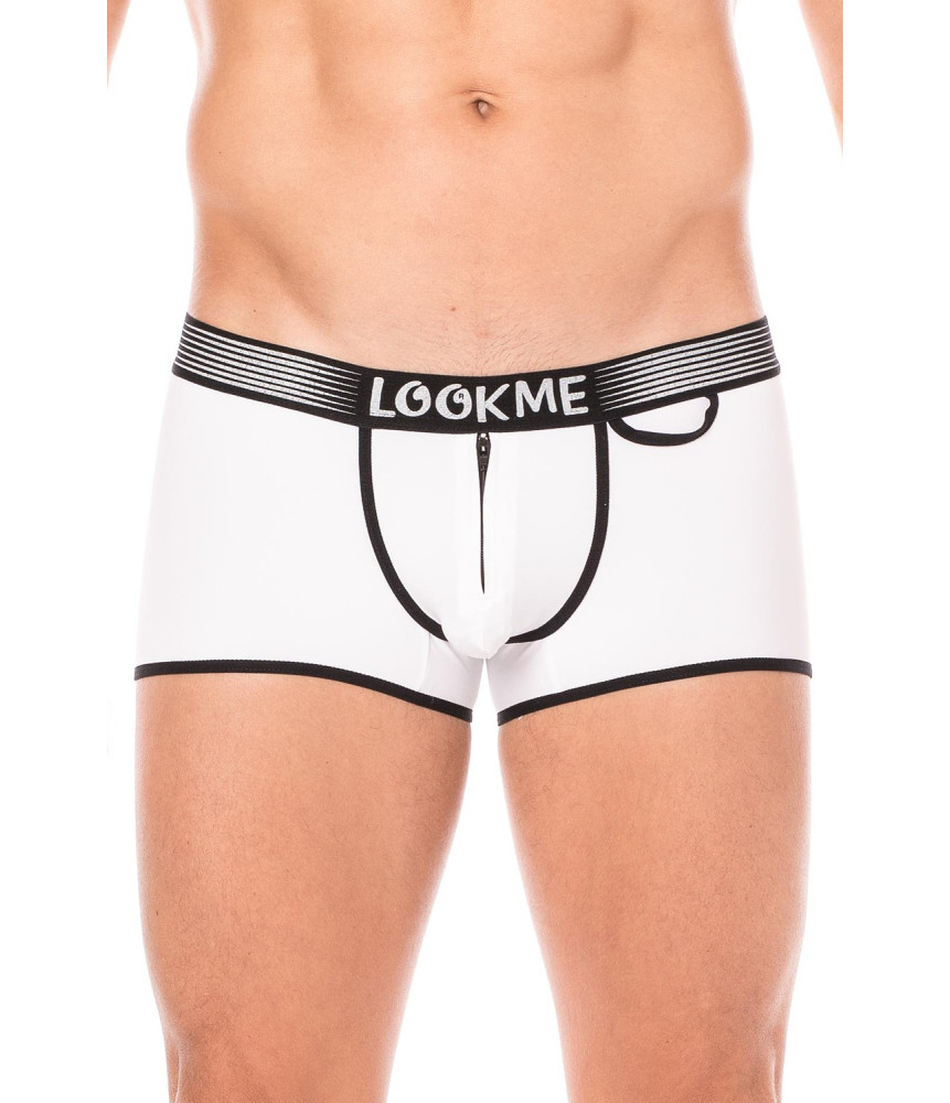 Mini-Pants blanc échancré avec zip - LM2003-68WHT